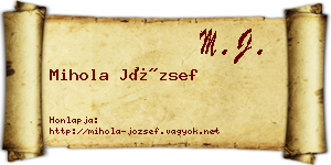 Mihola József névjegykártya